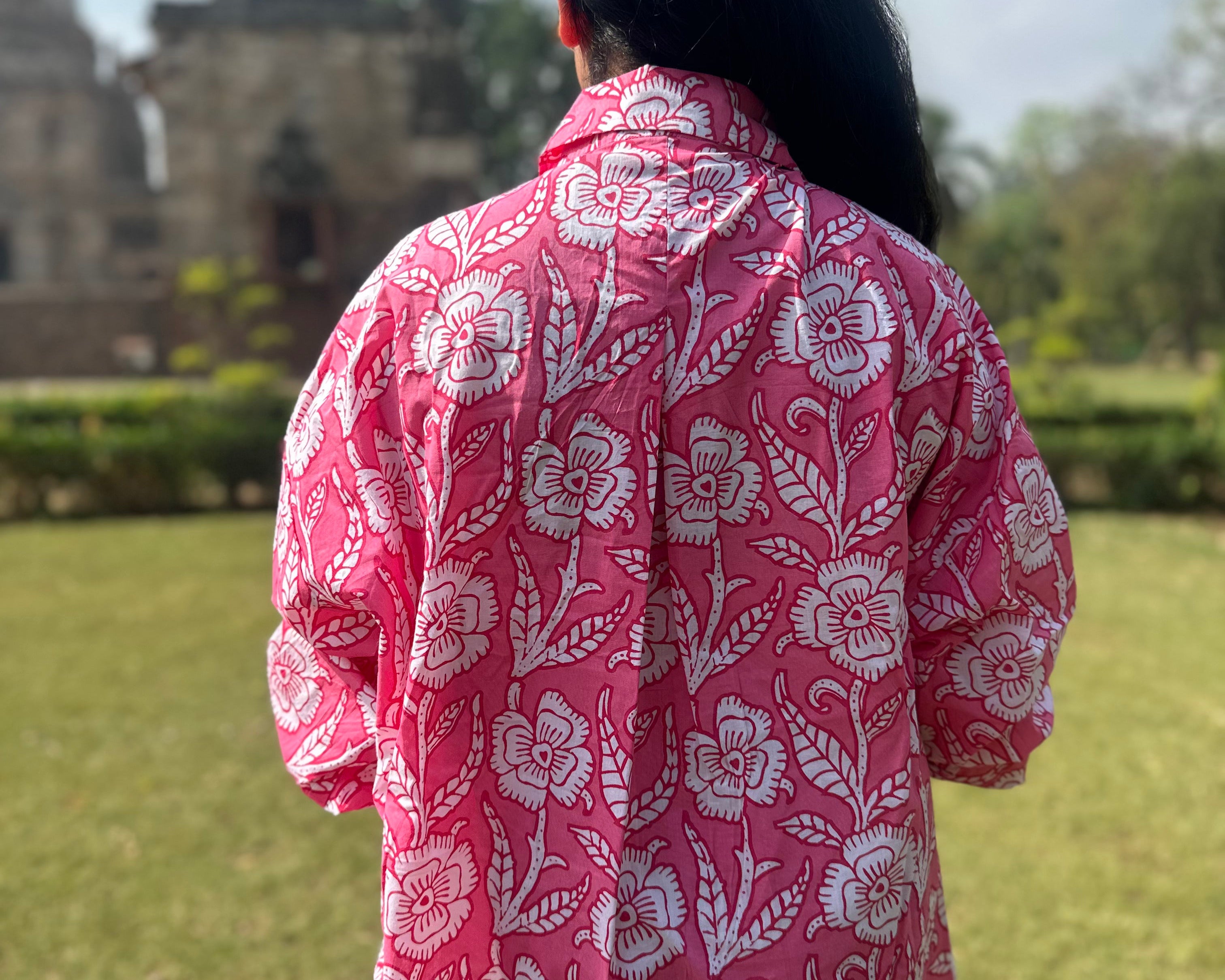 Atulyakala Jaipur Sorbet Shirt in hand block printed cotton at heritage monument