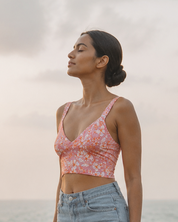 Pink floral crop top