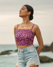 Pink patterened crop top