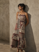 Teal-brown flowy dress