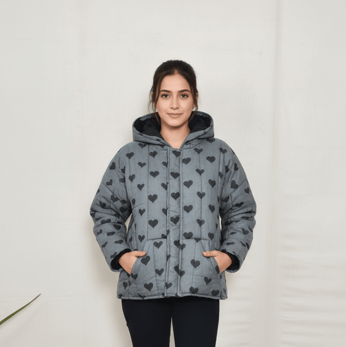 Amore Grey Puffer jacket - Atulyakala