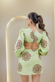Bird Song Backless Mini Dress - Atulyakala