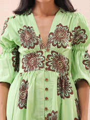Bird Song Long Dress Midi Dress - Atulyakala