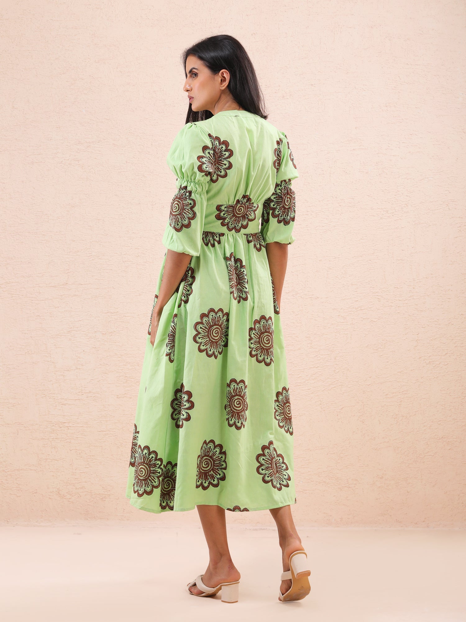 Bird Song Long Dress Midi Dress - Atulyakala