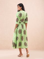 Bird Song Long Dress Midi Dress - Atulyakala