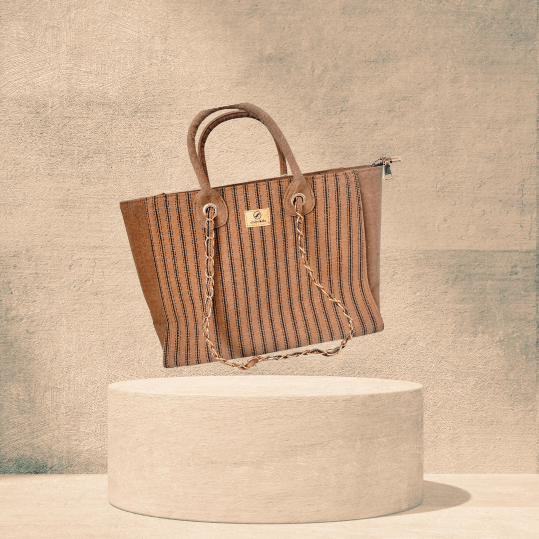 Brown Stripe Bag handbag - Atulyakala