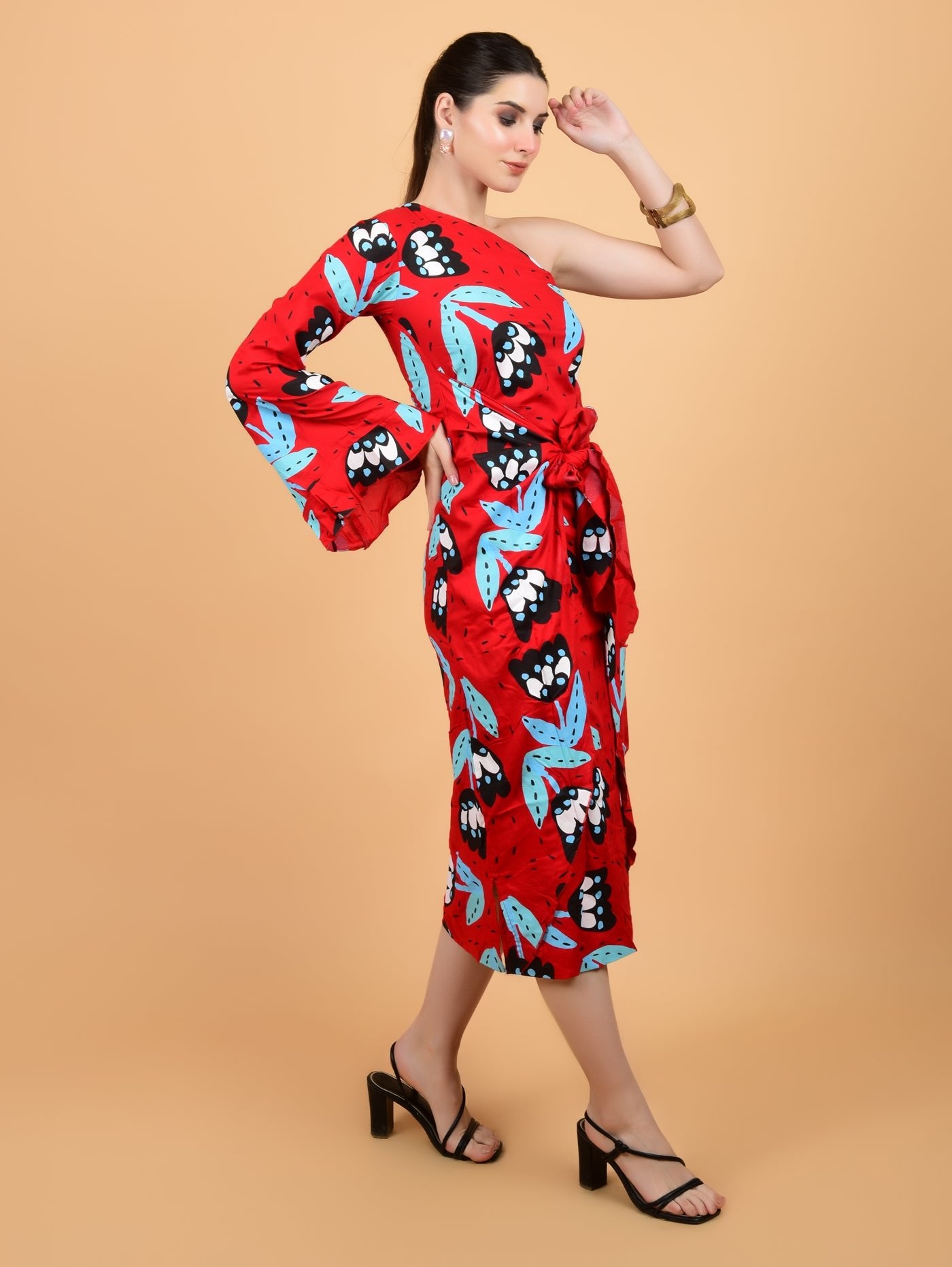 Gulmohar Knot Dress Midi Dress - Atulyakala