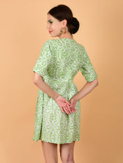 Minty Green Dress Short Dress - Atulyakala