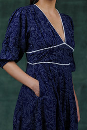 Navy Skater Dress Mini Dress - Atulyakala