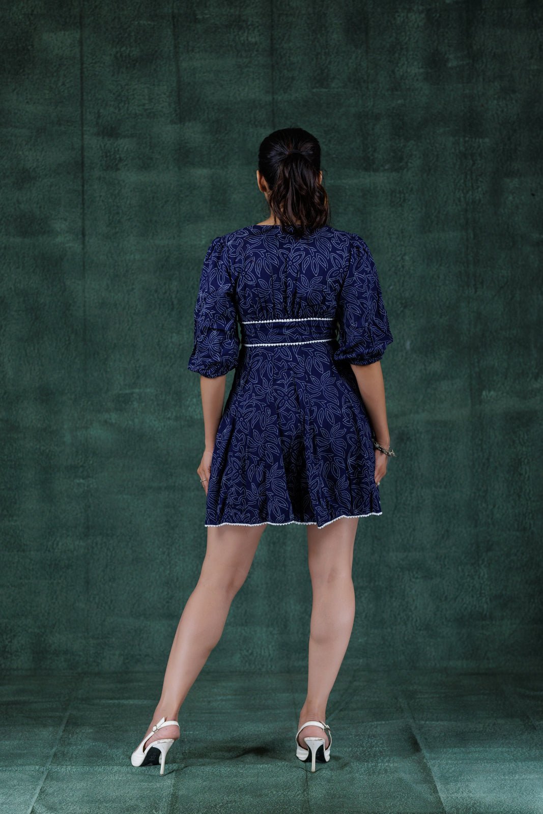 Navy Skater Dress Mini Dress - Atulyakala