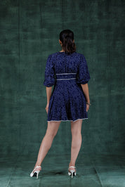 Navy Skater Dress Mini Dress - Atulyakala