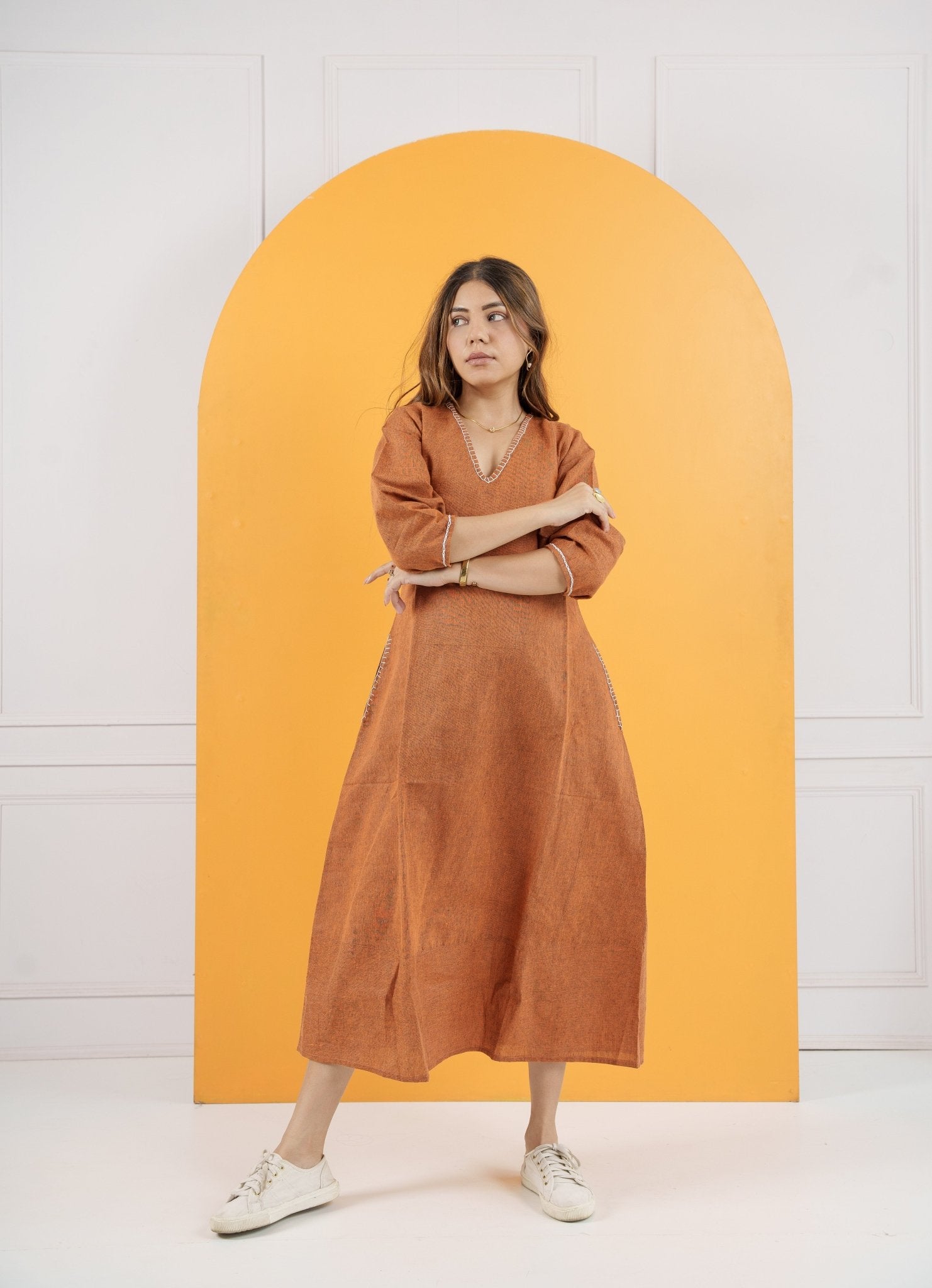 Terra Rustica Dress Midi Dress - Atulyakala