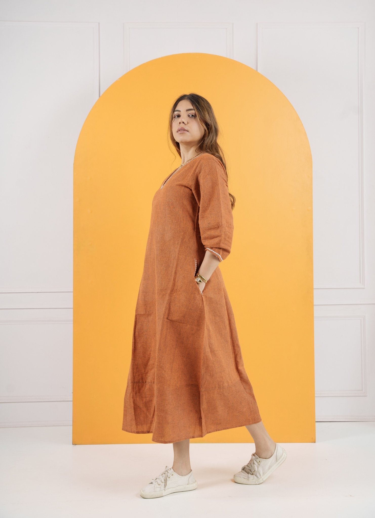 Terra Rustica Dress Midi Dress - Atulyakala