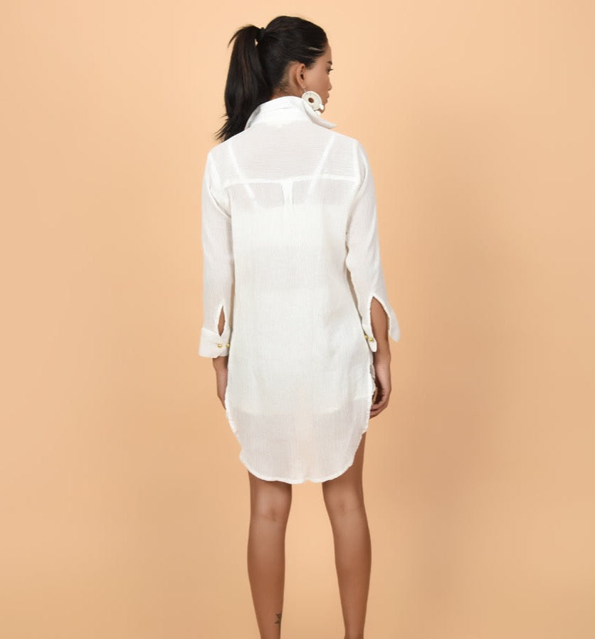 White co-ord set with shirt