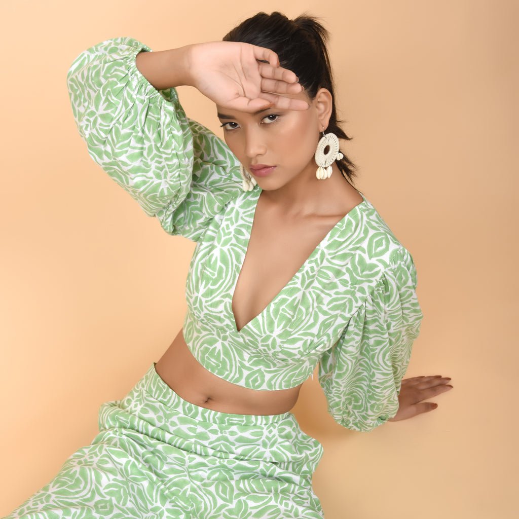 Green Puffy Co - ord - Atulyakala