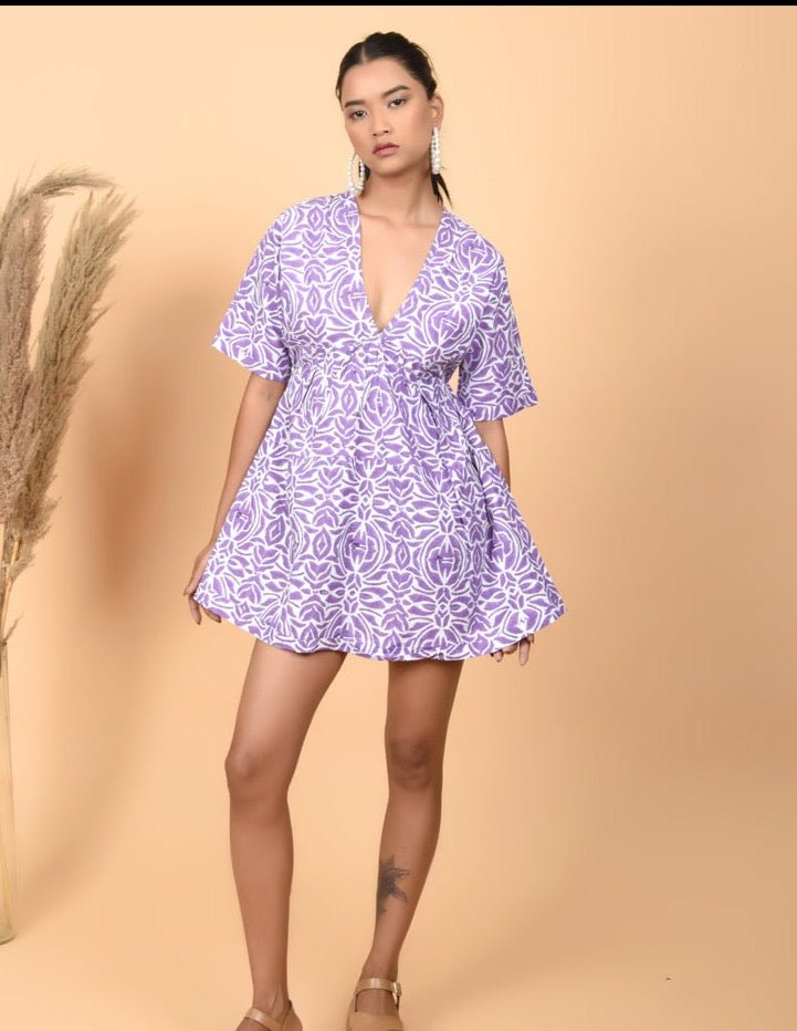 Lavender Mini Dress - Atulyakala