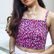 Pink patterened crop top Shirt - Atulyakala