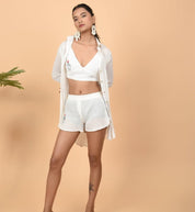 White co - ord set with shirt - Atulyakala